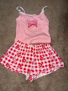 MAD Engine Pink Tank & Red Gingham Coke Print Pajama Set